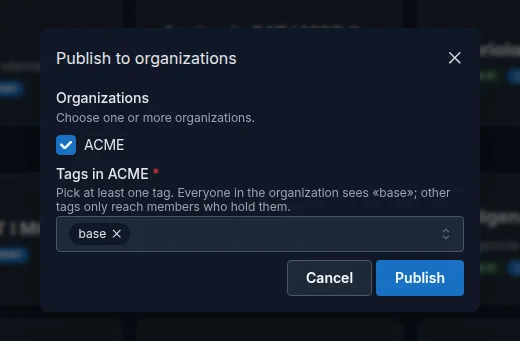 Window for publishing a deck pack in EON