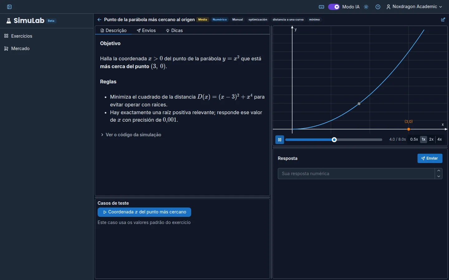 Resolver um exercício