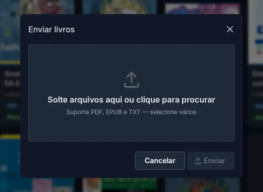 Modal de envio de livros